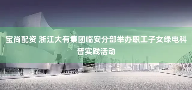 宝尚配资 浙江大有集团临安分部举办职工子女绿电科普实践活动